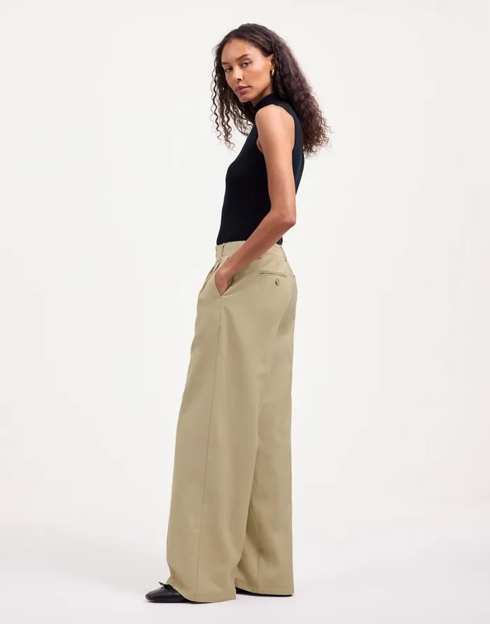 Madewell The Harlow WideLeg Pant In Drapey Twill Vintage Khaki Women Pants
