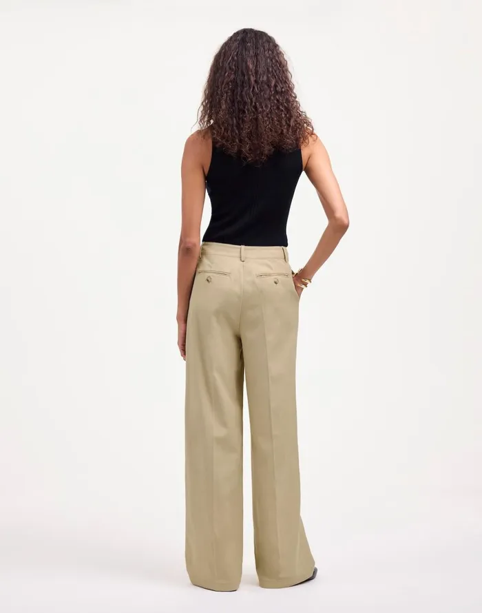 Madewell The Harlow WideLeg Pant In Drapey Twill Vintage Khaki Women Pants
