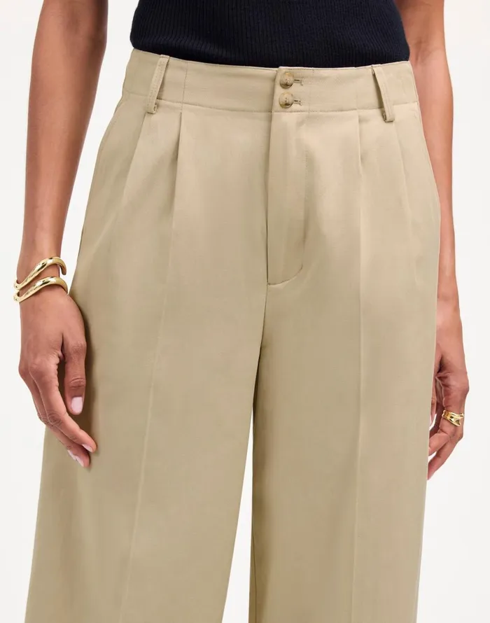 Madewell The Harlow WideLeg Pant In Drapey Twill Vintage Khaki Women Pants