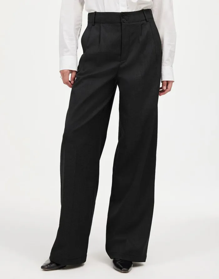 Madewell The Harlow WideLeg Pant In Flannel Dark Grey Women Pants