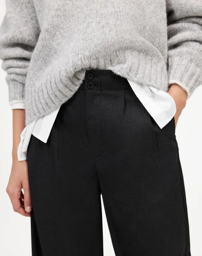 Madewell The Harlow WideLeg Pant In Flannel Dark Grey Women Pants