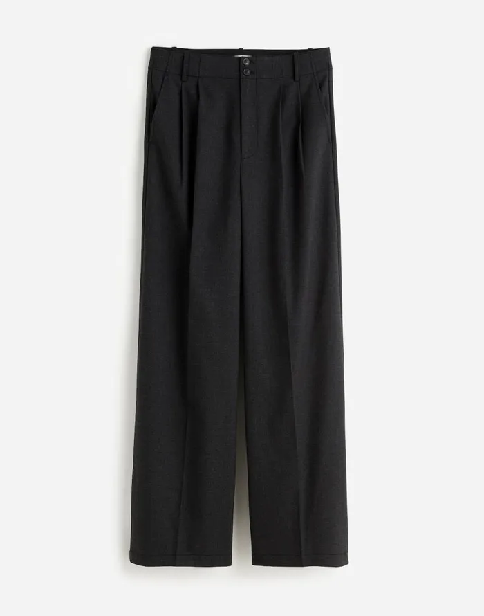 Madewell The Harlow WideLeg Pant In Flannel Dark Grey Women Pants