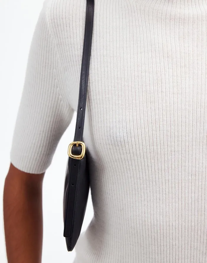Madewell The SculpturalBuckle Mini Shoulder Bag True Black Women Bags