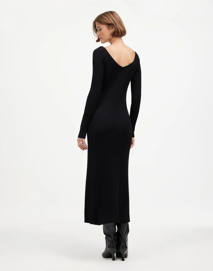 Madewell The Signature Knit VNeck Midi Dress Abyss Women Dresses