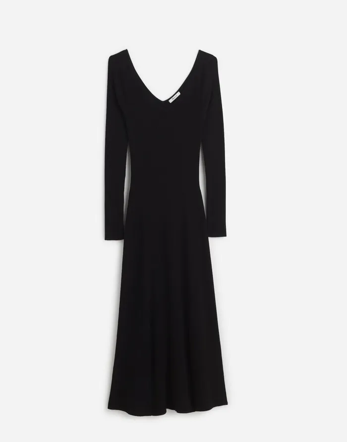 Madewell The Signature Knit VNeck Midi Dress Abyss Women Dresses