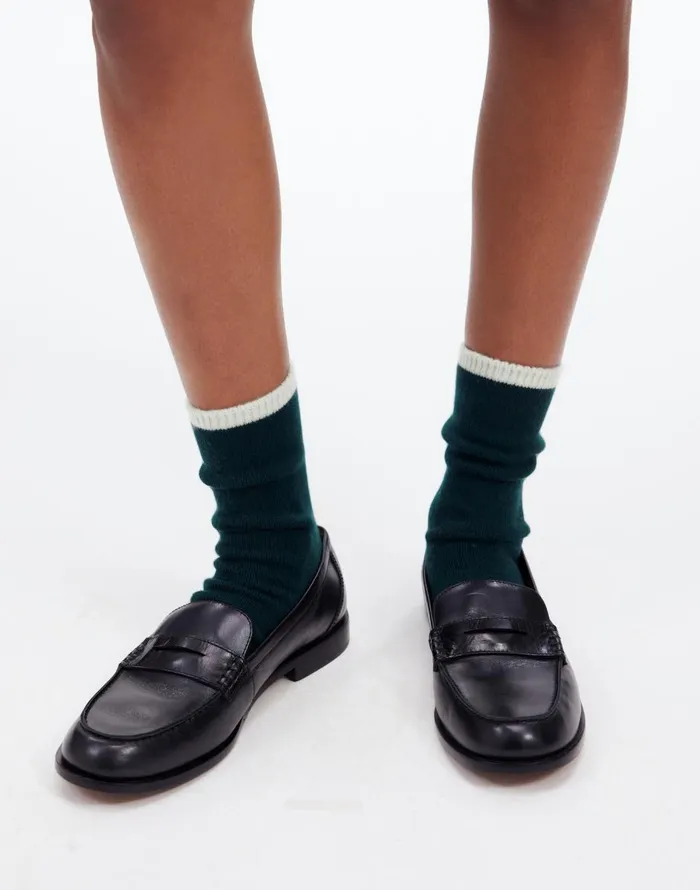Madewell Trouser Socks In Cashmere Blend Luxury Forest Women Socks