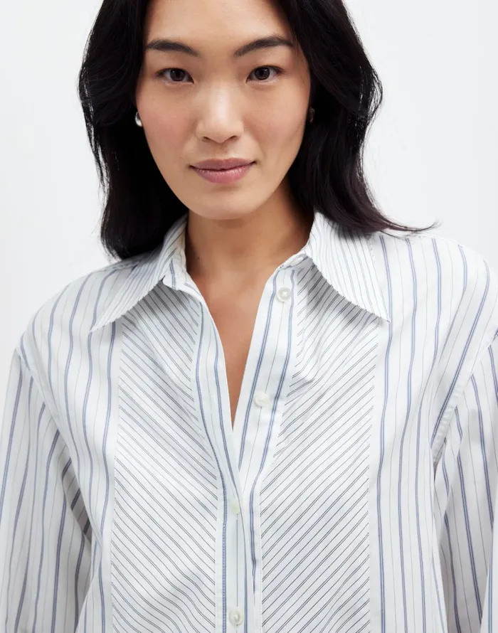 Madewell Tuxedo ButtonUp Shirt In Poplin Eyelet White Women Tops and Shirts