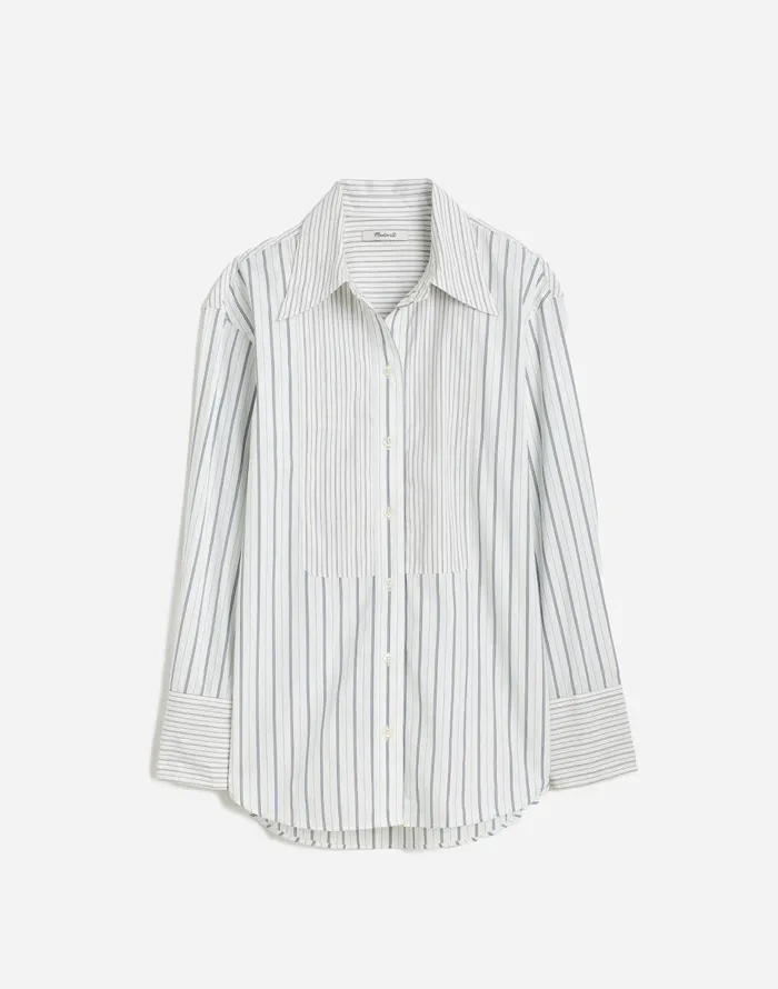 Madewell Tuxedo ButtonUp Shirt In Poplin Eyelet White Women Tops and Shirts