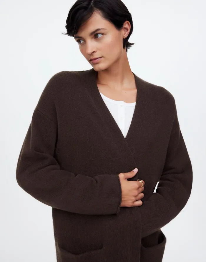 Madewell WoolBlend Duster Cardigan Sweater Dark Carob Women Sweaters