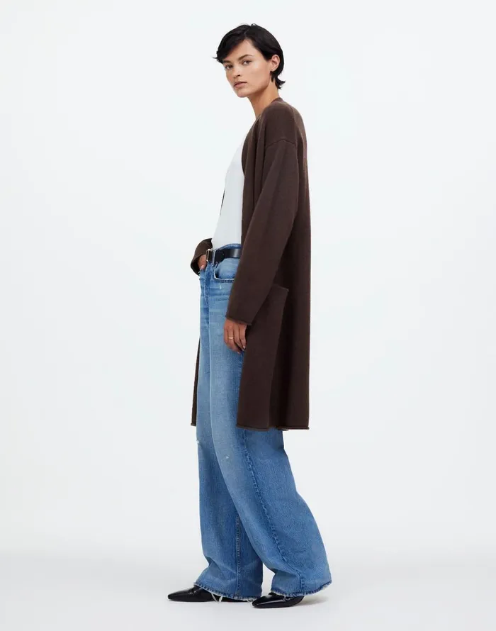Madewell WoolBlend Duster Cardigan Sweater Dark Carob Women Sweaters