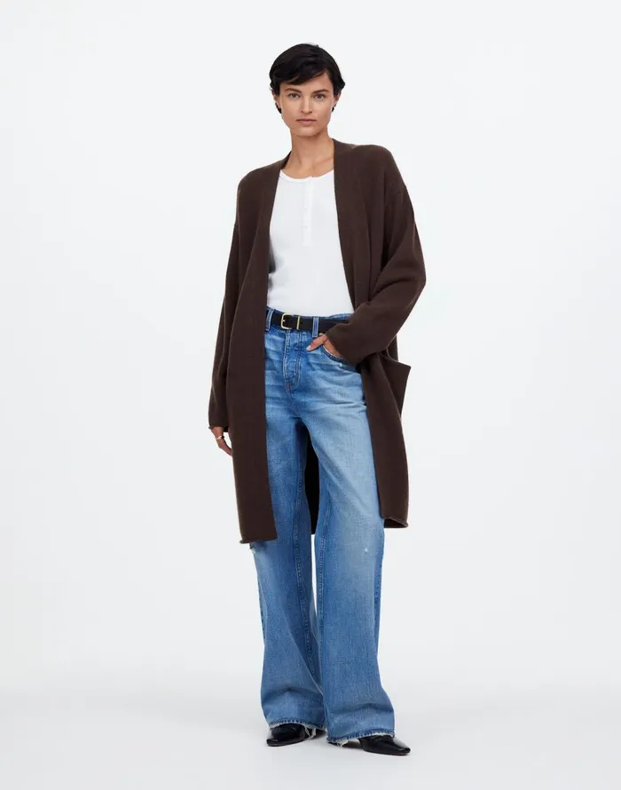 Madewell WoolBlend Duster Cardigan Sweater Dark Carob Women Sweaters