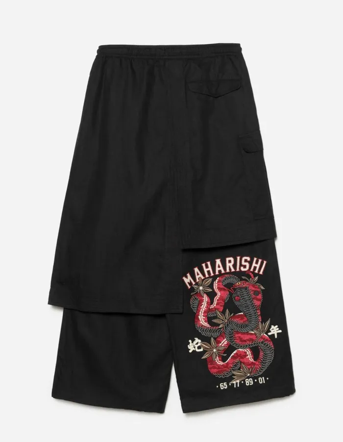 Maharishi Hakama Pants 6008 Cobra Asym Cargo Hakama Pants Black 8211 Men