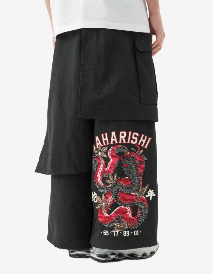 Maharishi Hakama Pants 6008 Cobra Asym Cargo Hakama Pants Black 8211 Men