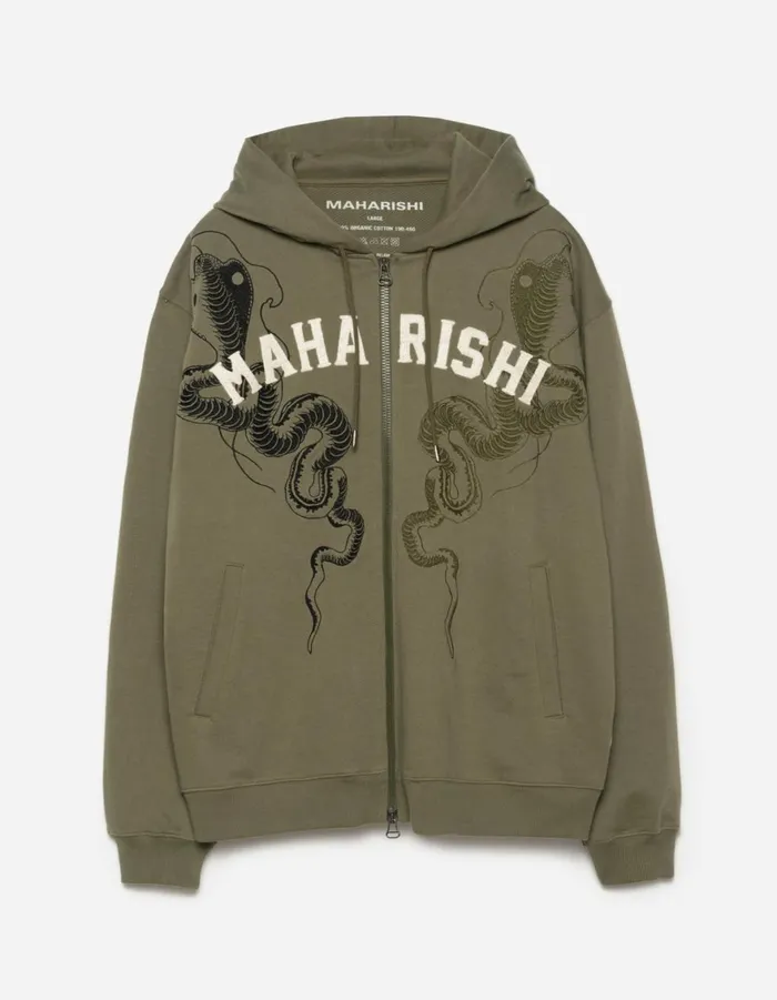 Maharishi Hooded Sweats 6011 Cobra Zipped Hooded Sweat Olive OG107F 8211 Men