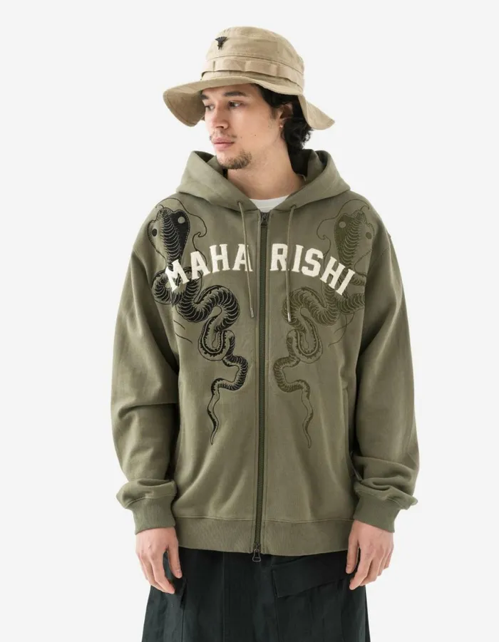 Maharishi Hooded Sweats 6011 Cobra Zipped Hooded Sweat Olive OG107F 8211 Men