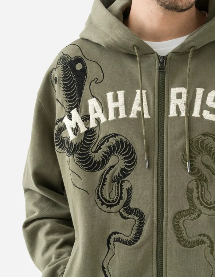 Maharishi Hooded Sweats 6011 Cobra Zipped Hooded Sweat Olive OG107F 8211 Men