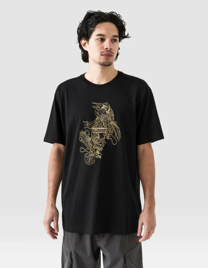 Maharishi Short Sleeve TShirts 1491 Crow and Heron Miltype TShirt Black 8211 Men