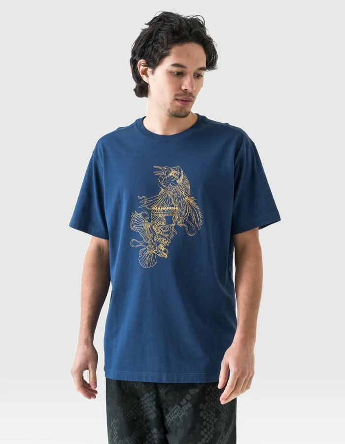 Maharishi Short Sleeve TShirts 1491 Crow and Heron Miltype TShirt Navy Blueprint 8211 Men