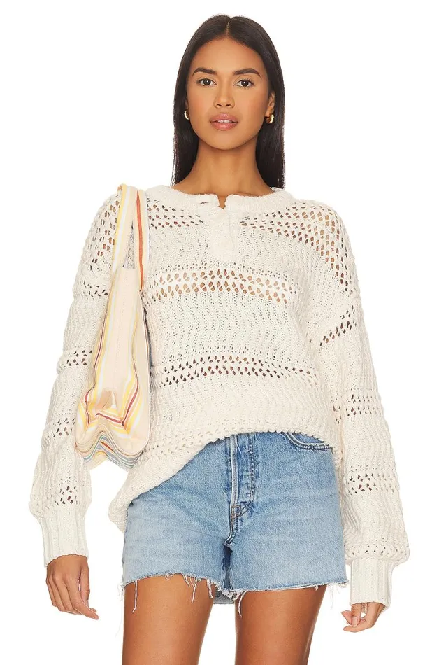 Mara Henley Open Stitch Sweater Ivory Women Lovers and Friends Sweaters and Knits Mara Henley Open Stitch Sweater Ivory Women Lovers and Friends Sweaters and Knits