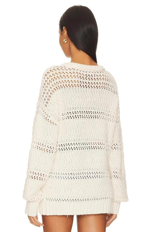 Mara Henley Open Stitch Sweater Ivory Women Lovers and Friends Sweaters and Knits