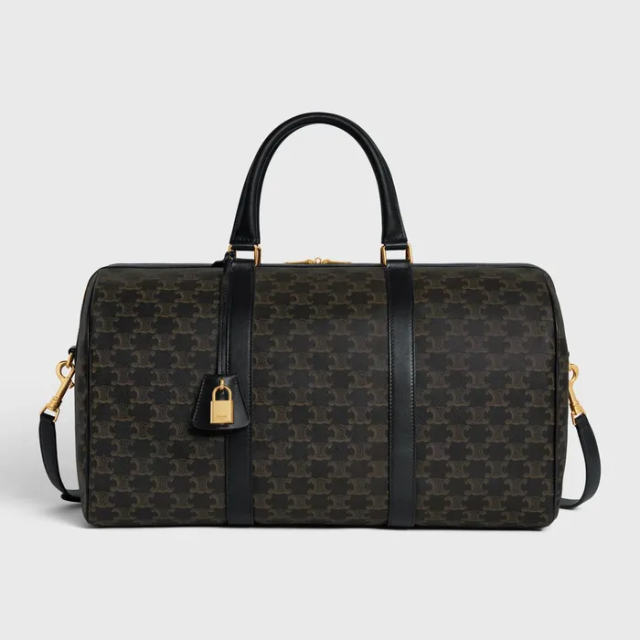 Medium Travel Bag In Triomphe Canvas And Calfskin Black Men CELINE TRIOMPHE CANVAS Medium Travel Bag In Triomphe Canvas And Calfskin Black Men CELINE TRIOMPHE CANVAS