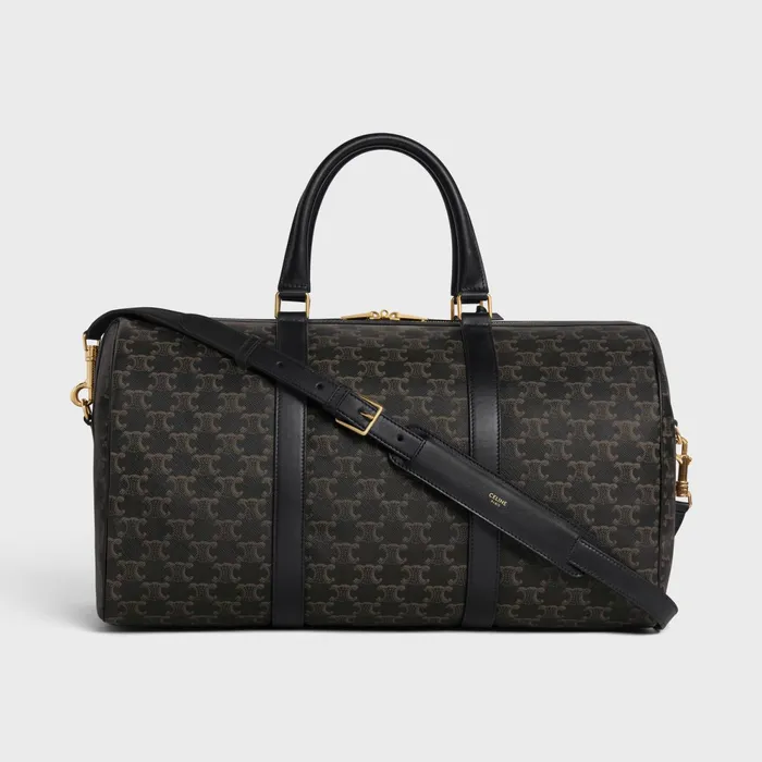 Medium Travel Bag In Triomphe Canvas And Calfskin Black Men CELINE TRIOMPHE CANVAS Medium Travel Bag In Triomphe Canvas And Calfskin Black Men CELINE TRIOMPHE CANVAS