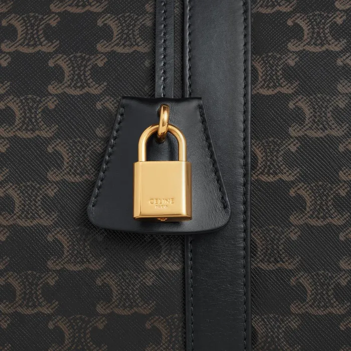 Medium Travel Bag In Triomphe Canvas And Calfskin Black Men CELINE TRIOMPHE CANVAS Medium Travel Bag In Triomphe Canvas And Calfskin Black Men CELINE TRIOMPHE CANVAS