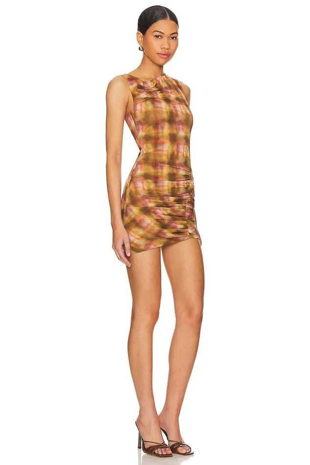 Mel Mini Dress Brown Plaid Women Lovers and Friends Dresses
