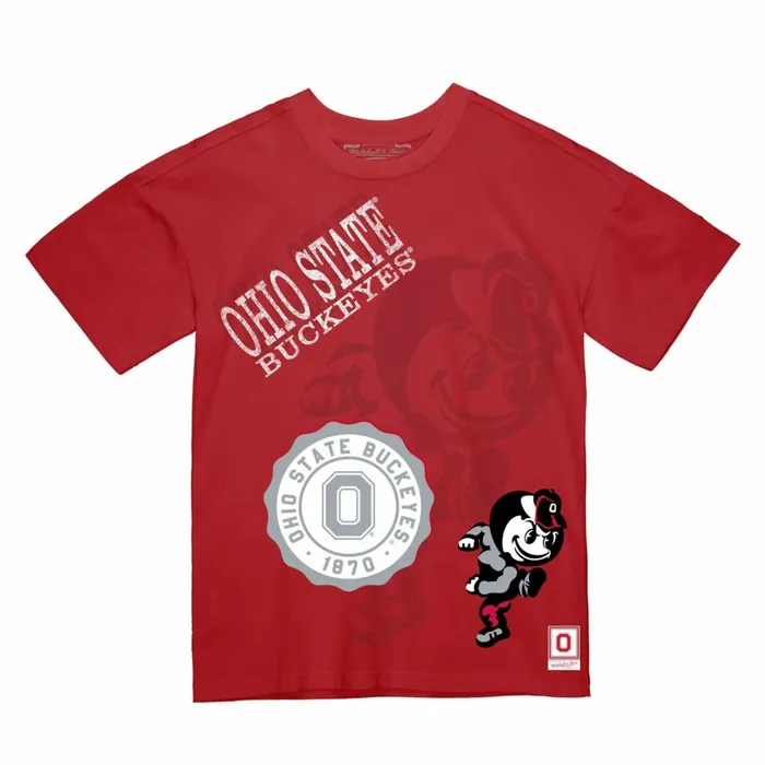 Men039s Collegiate Mitchell and Ness Double Vision Tee Ohio State