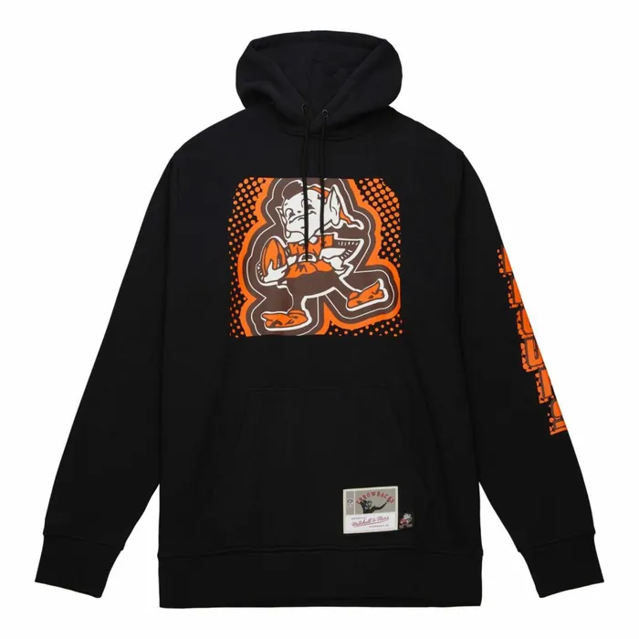 Men039s Hoodies and Sweatshirts Mitchell and Ness Big Face 70 Hoodie Cleveland Browns