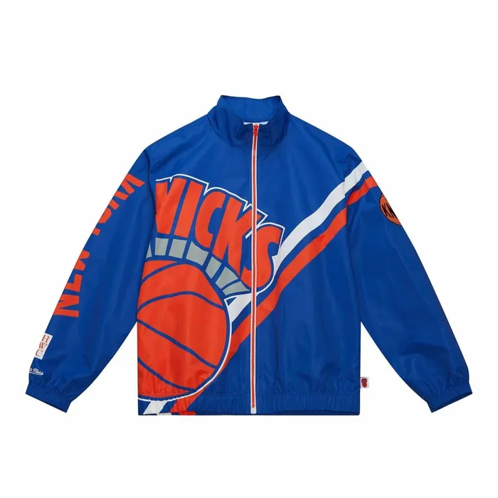 Men039s Jackets and Outerwear Mitchell and Ness Exploded Logo Warm Up Jacket New York Knicks Men039s Jackets and Outerwear Mitchell and Ness Exploded Logo Warm Up Jacket New York Knicks