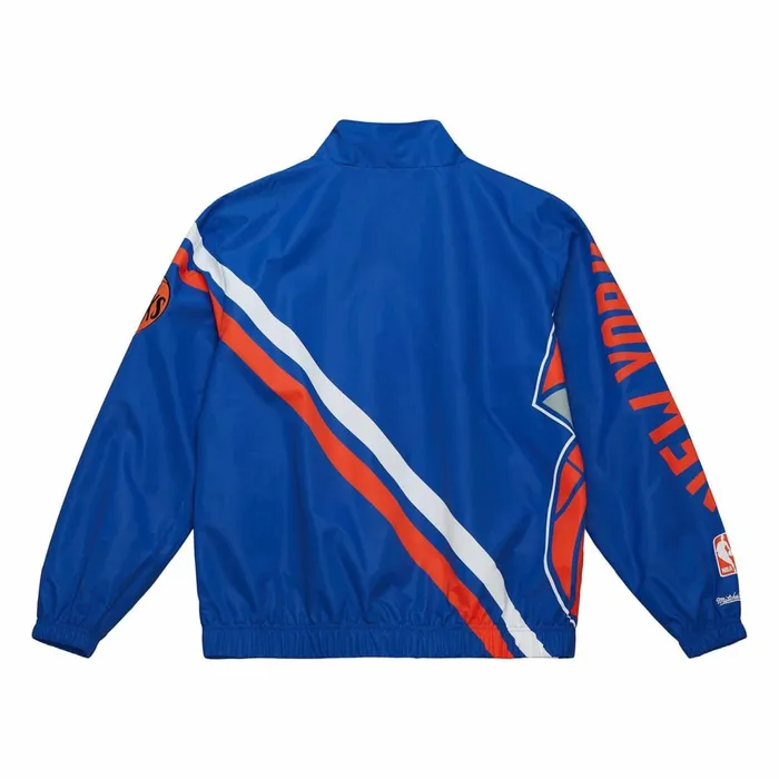 Men039s Jackets and Outerwear Mitchell and Ness Exploded Logo Warm Up Jacket New York Knicks Men039s Jackets and Outerwear Mitchell and Ness Exploded Logo Warm Up Jacket New York Knicks