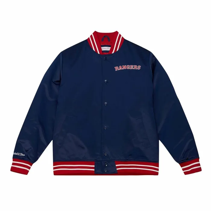 Men039s Jackets and Outerwear Mitchell and Ness Heavyweight Satin Jacket New York Rangers