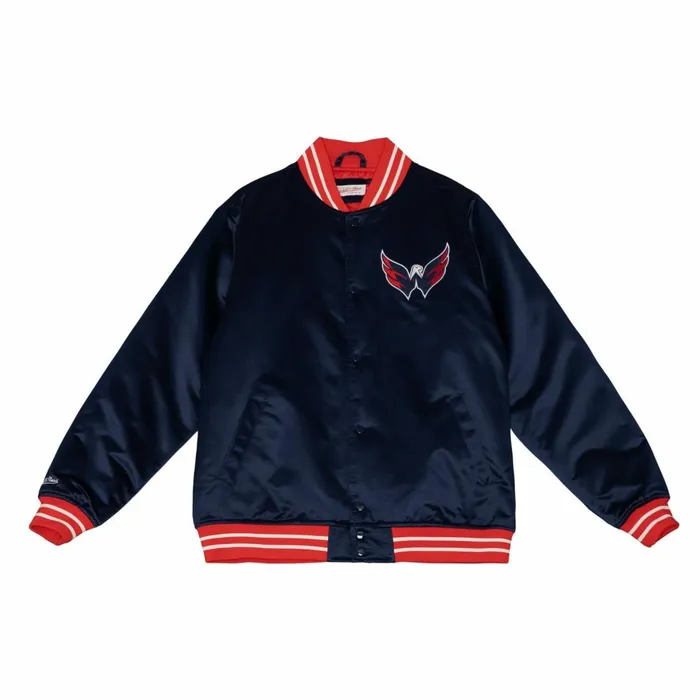 Men039s Jackets and Outerwear Mitchell and Ness Heavyweight Satin Jacket Washington Capitals