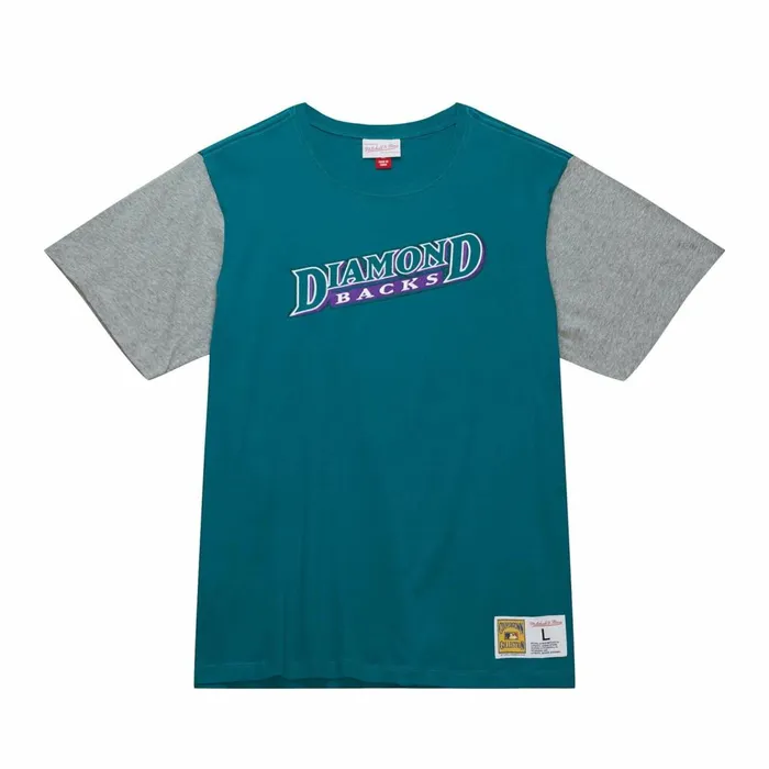 Men039s MLB Mitchell and Ness Color Blocked SS Tee Arizona Diamondbacks