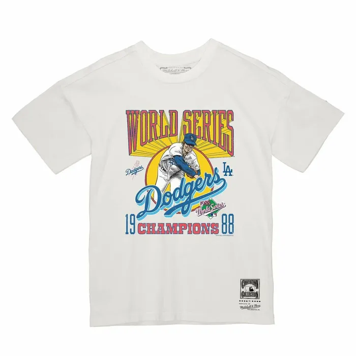 Men039s MLB Mitchell and Ness World Series Champs Tee Los Angeles Dodgers