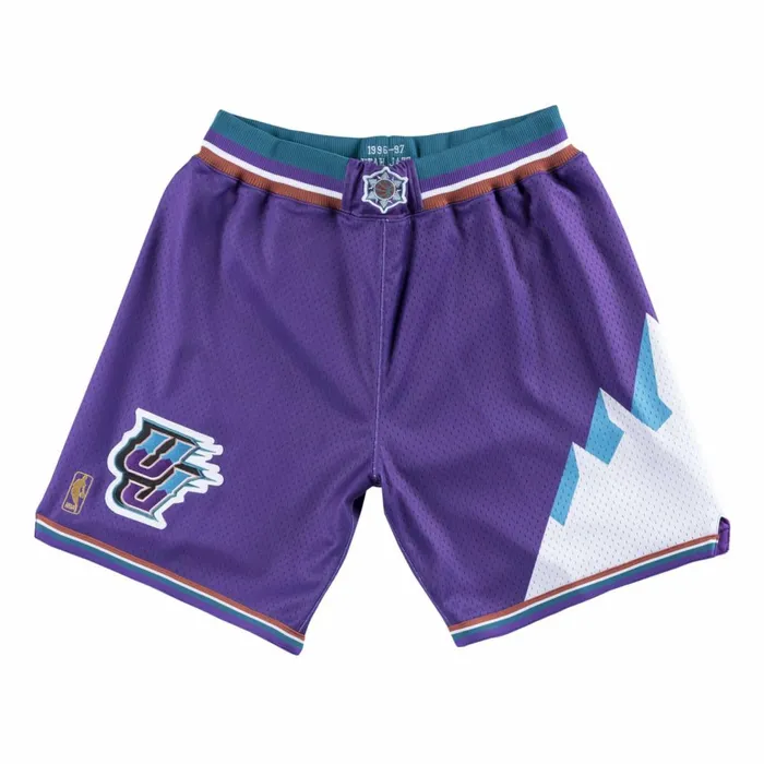 Men039s NBA Authentic Mitchell and Ness Authentic Shorts Utah Jazz 199697