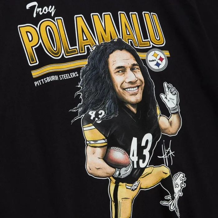 Men039s NFL Mitchell and Ness Caricatures Tee Pittsburgh Steelers Troy Polamalu Men039s NFL Mitchell and Ness Caricatures Tee Pittsburgh Steelers Troy Polamalu