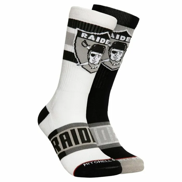 Men039s NFL Mitchell and Ness Hail Mary Crew Socks Oakland Raiders