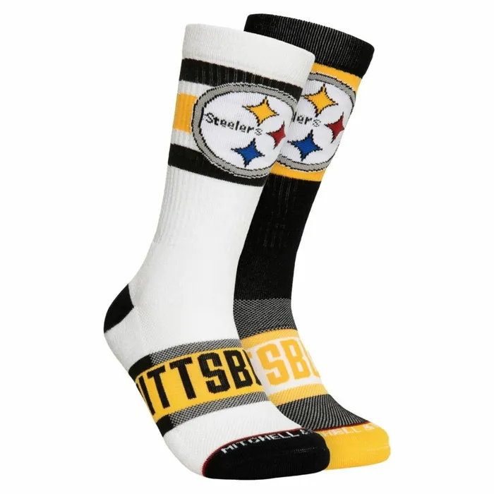 Men039s NFL Mitchell and Ness Hail Mary Crew Socks Pittsburgh Steelers