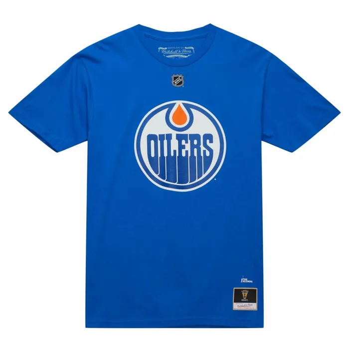 Men039s NHL Mitchell and Ness Name and Number Tee Edmonton Oilers Grant Fuhr