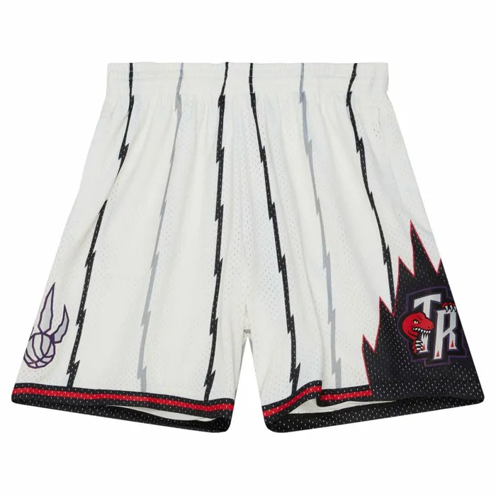 Men039s Shorts Mitchell and Ness Cream Swingman Shorts Toronto Raptors 1998