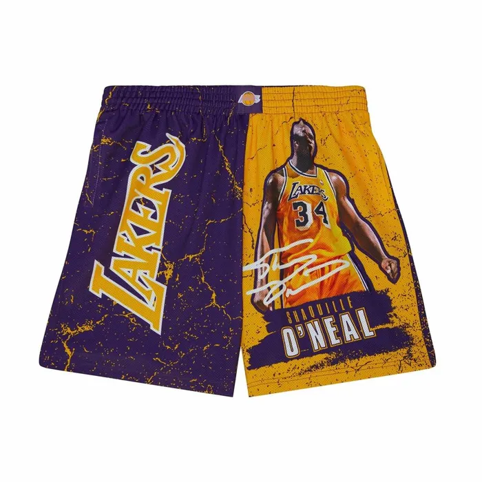 Men039s Shorts Mitchell and Ness Player Burst Mesh Shorts Los Angeles Lakers Shaquille O039Neal Men039s Shorts Mitchell and Ness Player Burst Mesh Shorts Los Angeles Lakers Shaquille O039Neal