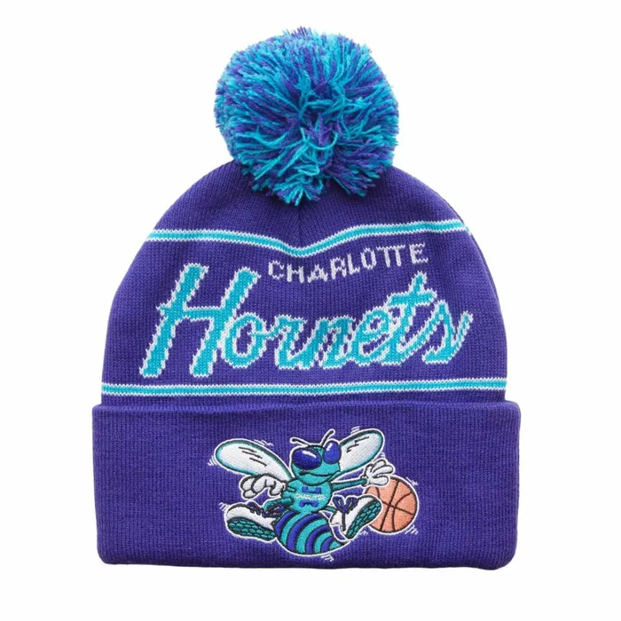 Men039sWomen039s Knit 154 Styles Mitchell and Ness Script Pom Beanie HWC Charlotte Hornets Men039sWomen039s Knit 154 Styles Mitchell and Ness Script Pom Beanie HWC Charlotte Hornets