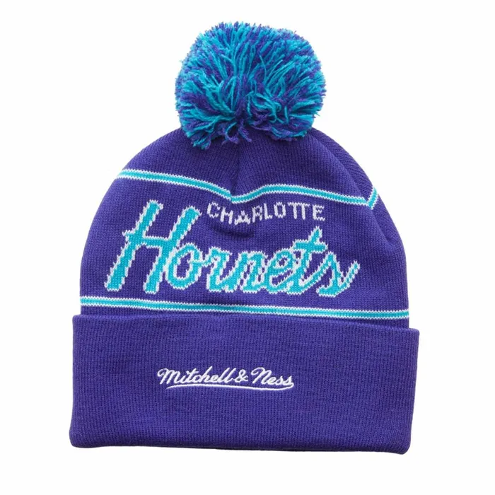 Men039sWomen039s Knit 154 Styles Mitchell and Ness Script Pom Beanie HWC Charlotte Hornets Men039sWomen039s Knit 154 Styles Mitchell and Ness Script Pom Beanie HWC Charlotte Hornets