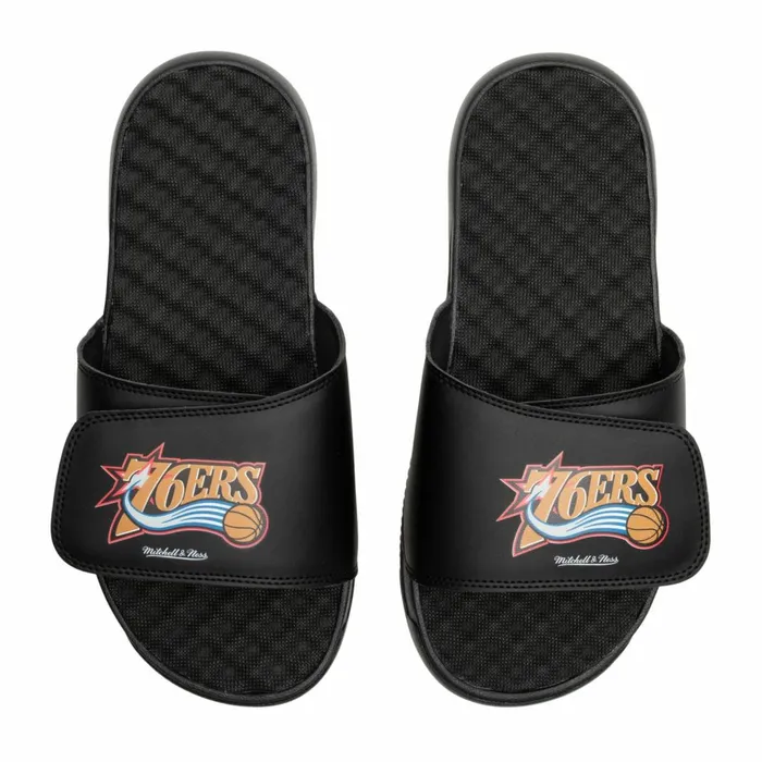 Men039sWomen039s Shop All Mitchell and Ness HWC Logo Mitchell and Ness Slides Philadelphia 76ers