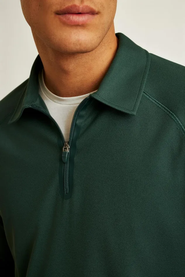 Men All Day Long Sleeve Zip Polo Green Gables Bonobos Polos