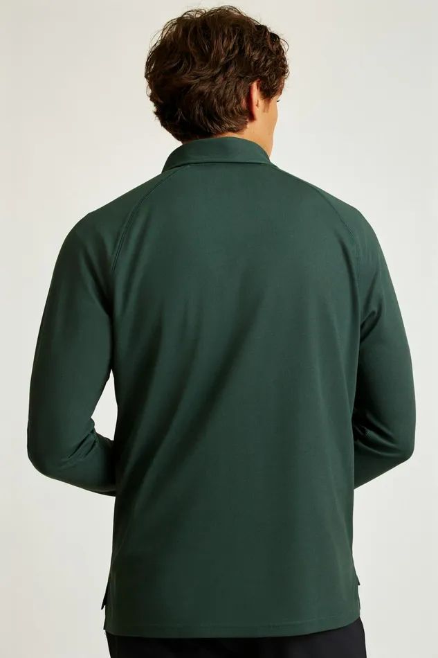 Men All Day Long Sleeve Zip Polo Green Gables Bonobos Polos