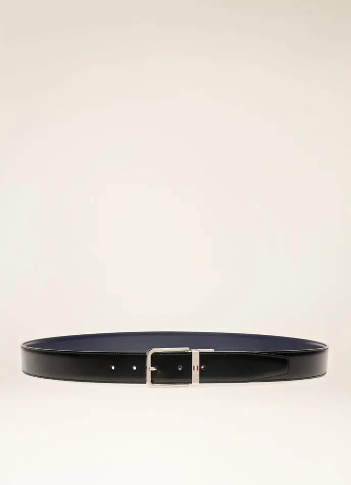 Men Bally Belts Arkin 8211 Leather 35mm Belt In Black and Navy