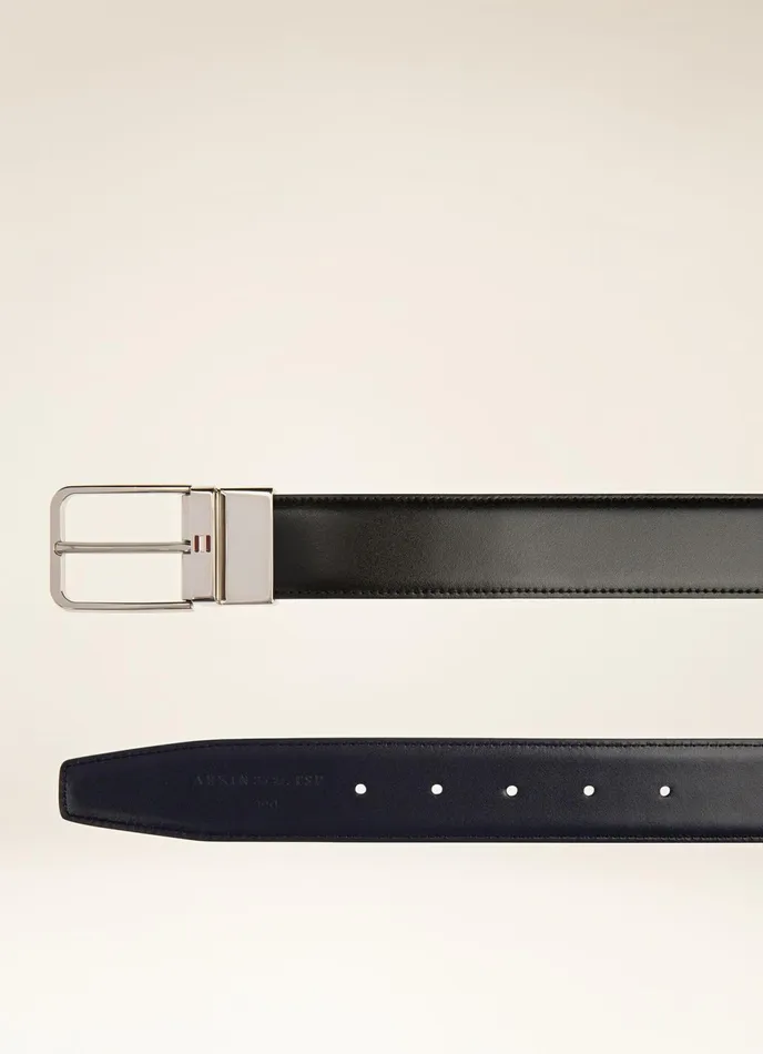 Men Bally Belts Arkin 8211 Leather 35mm Belt In Black and Navy